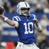 Indianapolis Colts quarterback Gardner Minshew throws a pass during the first half of an NFL football game against the Houston Texans, Jan. 6, 2024, in Indianapolis. Minshew on Monday, March 11, 2024, agreed to a two-year, $25 million contract with the Las Vegas Raiders.

