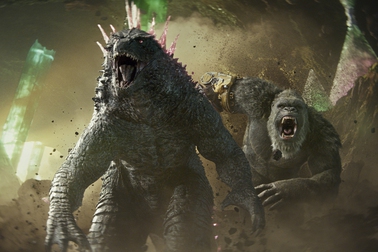 This image released by Warner Bros. Pictures shows Godzilla, left, and Kong in a scene from "Godzilla x Kong: The New Empire." 
