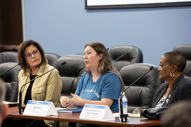 Kat Reich, from Trac-B Exchange, makes a few remarks regarding the drug overdose burden here in Clark Country during the Southern Nevada Health District’s State of Public Health address Tuesday April 2, 2024.