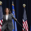Vice President Kamala Harris arrives to speak during an event at Southwest Career and Technical Academy in Las Vegas Monday, April 15, 2024.