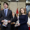 Canada's Prime Minister Justin Trudeau, from left, Deputy Prime Minister, Minister of Finance Chrystia Freeland and cabinet ministers pose for a photo before the tabling of the federal budget on Parliament Hill in Ottawa, Ontario, on Tuesday, April 16, 2024. 


