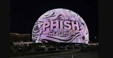 The exterior of the Sphere is pictured on Friday, April 19, 2024, in Las Vegas. The band Phish started its four-night residency on Thursday.

