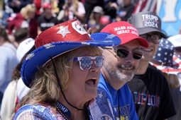 People gather ahead of a campaign rally for Republican presidential candidate former President Donald Trump in Wildwood, N.J., Saturday, May 11, 2024.