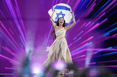 Eden Golan of Israel enters the arena during the flag parade before the Grand Final of the Eurovision Song Contest in Malmo, Sweden, Saturday, May 11, 2024. 