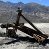 This tower, part of a historic aerial tramway at Death Valley National Park, was toppled in April 2024 when someone tied a line to it to pull a vehicle out of the mud, the National Park Service said.