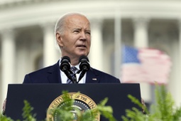 President Joe Biden speaks at a memorial service to honor law enforcement officers who've lost their lives in the past year, during National Police Week ceremonies at the Capitol in Washington, Wednesday, May 15, 2024.