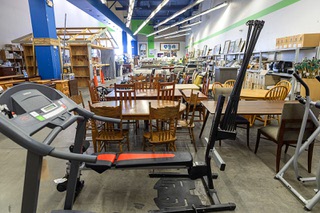 A view of furniture and exercise equipment  in the Habitat for Humanity Las Vegas ReStore retail showroom on West Sahara Avenue Friday, May 24, 2024.