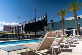 The Las Vegas Ballpark “cool deck” surface temperature readings in the sun, were 131.9 degrees with an outside temperature reading of 102 degrees in Las Vegas, Nevada on Friday, June 21, 2024.