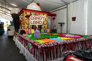 Summerlin Hospital Medical Center presents “Visions of Candyland” float at the preview of Summerlin’s grandest tradition and the 30th Anniversary of The Summerlin Patriotic Parade with special feature floats coming out of the parade vault in Las Vegas, Nevada on Monday, July 1, 2024.