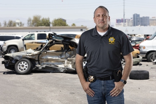 Las Vegas Metropolitan Police Department Traffic Bureau/Fatal Detail Sergeant Richard Rundell poses for a photo Tuesday, July 9, 2024.