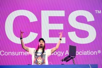 DJ Steve Aoki performs before a Panasonic keynote during CES 2025 at the Venetian Tuesday, Jan. 7, 2025. STEVE MARCUS
