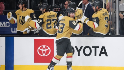Marner scores first goals as a Golden Knight in 6-1 win over Flames