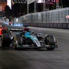 Mercedes driver George Russell of Great Britain leads a pack of drivers during the 2024 Las Vegas Grand Prix. The Formula One event, which is expected draw upwards of 100,000 people for each of its three days of racing, returns to Las Vegas this week. Mercedes driver George Russell of Great Britain leads a pack of drivers during the 2024 Las Vegas Grand Prix. The Formula One event, which is expected draw upwards of 100,000 people for each of its three days of racing, returns to Las Vegas this week.