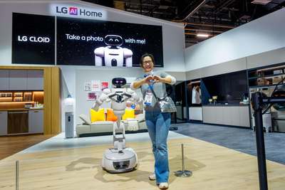 An AI-enabled home robot poses with show attendees at the LG booth Tuesday, Jan. 6, 2026, at CES 2026 in Las Vegas. An AI-enabled home robot poses with show attendees at the LG booth Tuesday, Jan. 6, 2026, at CES 2026 in Las Vegas.