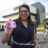 Leana Ramirez, chief health care officer of The LGBTQ+ Center, smiles after making a sock puppet during a national public health week event at The LGBTQ+ Center of Las Vegas, downtown, Monday, April 6, 2026. Leana Ramirez, chief health care officer of The LGBTQ+ Center, smiles after making a sock puppet during a national public health week event at The LGBTQ+ Center of Las Vegas, downtown, Monday, April 6, 2026.