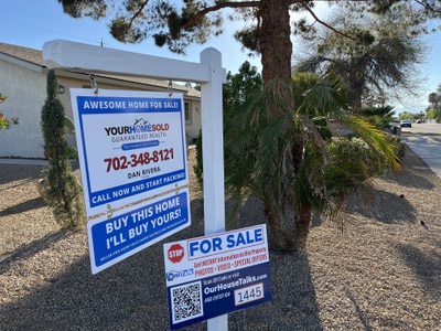 A for-sale sign stands in front of a home in an east Las Vegas neighborhood near Charleston and Nellis boulevards. A for-sale sign stands in front of a home in an east Las Vegas neighborhood near Charleston and Nellis boulevards.