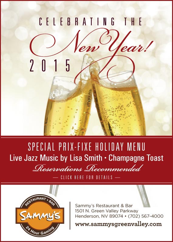 Win a free New Year's Eve dinner for two at Sammy's Green Valley!