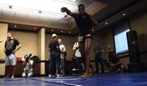 Light Heavyweights Jon Jones and Matt Hamill discuss instant success and wrestling skills in preparation for Saturday's TUF 10 Finale at the Pearl at the Palms.