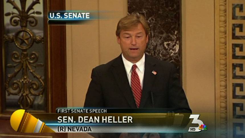 Dean Heller addresses economy in first Senate speech