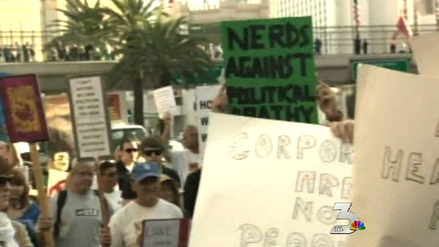 Protesters occupy Strip
