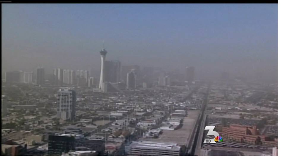 Haze hovers in the Las Vegas sky