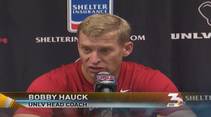 UNLV football coach Bobby Hauck talks about the harsh reality of starting its season 0-2 on Monday, September 10, 2012.