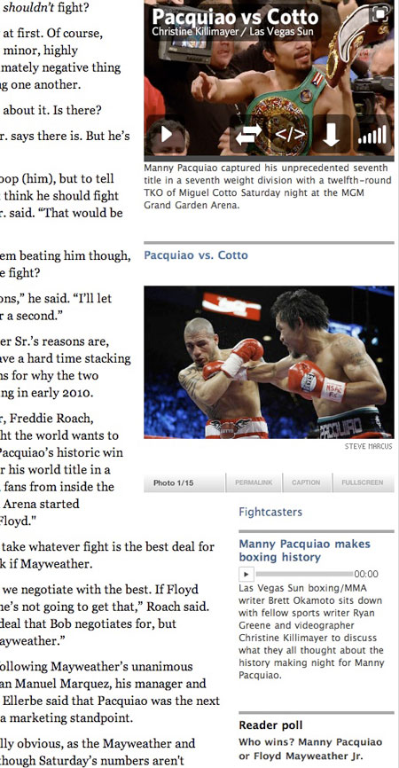 Las Vegas Sun coverage of Pacquiao-Cotto fight