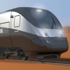 An artist’s rendering of a train on the XpressWest high-speed rail line, formerly DesertXpress.