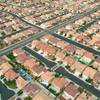 A view of residential rooftops near Horizon Ridge Parkway and Gibson Road in Henderson.