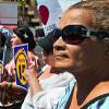 Lizabeth Bonilla speaks at a SEIU rally near the McDonald's Restaurant on West Sahara joined by other minimum wage workers to support raising the minimum wage in Nevada on Thursday, March, 26, 2015.