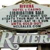 Lights are shown on the Riviera facade Sunday, May 3, 2015, before the casino closed.