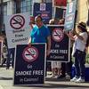 Opponents of smoking in casinos protest outside the Global Gaming Expo on Tuesday, Sept. 29, 2015, at Sands Expo and Convention Center.