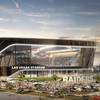 Construction continues on the Raiders stadium west of Mandalay Bay Tuesday, July 24, 2018. 