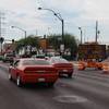 Traffic signs on Charleston Boulevard in downtown Las Vegas on Sept. 6, 2017, indicate Main Street will be one-way northbound only traffic from Las Vegas Boulevard to north of Gass Avenue starting Sept. 8, 2017.