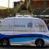 The nation's first self-driving shuttle geared specifically for public ridership is shown in downtown Las Vegas on Wednesday, Nov. 8, 2017.