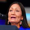 U.S. Secretary of the Interior Deb Haaland speaks at a press conference to discuss support for clean energy initiatives at NV Energy Tuesday, May 31, 2022.
