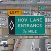 Cars use the High Occupancy Vehicle lane on northbound Interstate 15 near Sunset Road Wednesday, May 22, 2019.