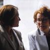 Senators Catherine Cortez Masto, D-NV, left, and Jacky Rosen D-NV, right, talk during the launch of the 100-megawatt MGM Resorts Mega Solar Array Monday, June 28, 2021. The solar array facility will produce up to 90 percent of MGM Resorts Las Vegas daytime power.