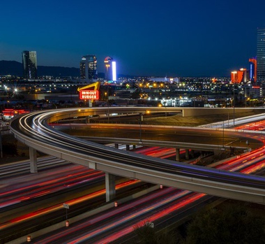 A key stretch of the main vehicle travel route between Los Angeles and Salt Lake City will be closed all weekend as part of a project to reshape a busy interchange serving the Las Vegas Strip.

