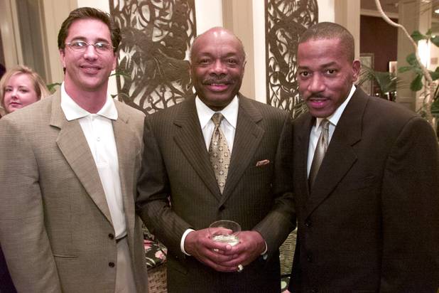 San Francisco Mayor Willie Brown poses for a photo with recently appointed city councilman Michael Mack, left, and city councilman Lawrence Weekly during a fundraising event for Brown at Las Vegas Mayor Oscar Goodman's home November 3rd, 1999.