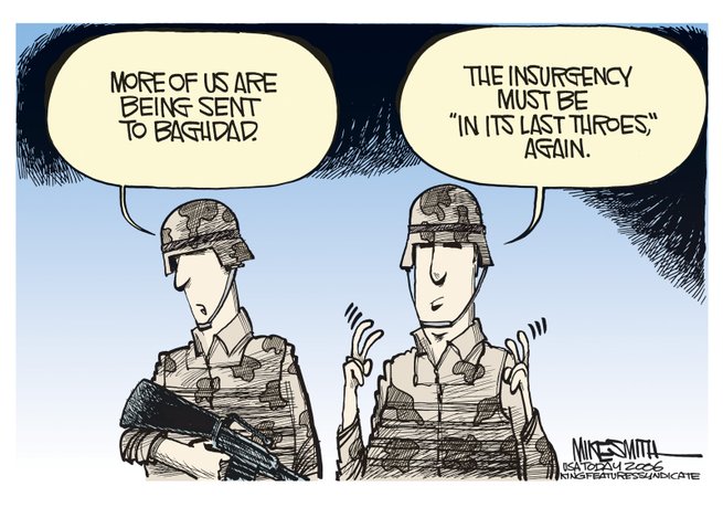 Mike Smith Cartoon Archive color,military,war,Iraq