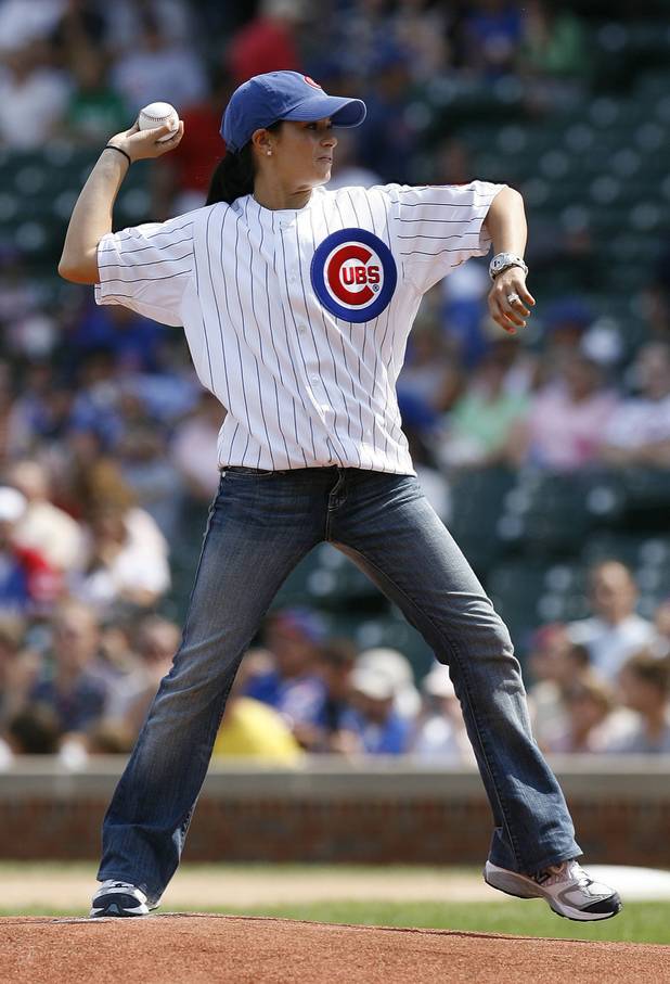 Danica Patrick throws out the ceremonial first pitch before the ...