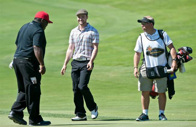 Justin Timberlake at the weeklong Justin Timberlake Shriners Hospitals for Children Open at TPC Summerlin on Sept. 28, 2011. Timberlake's guests and competitors this week include Marshall Faulk, Bo Jackson, Anthony Anderson, George Lopez, Cedric the Entertainer and Trevor Immelman.