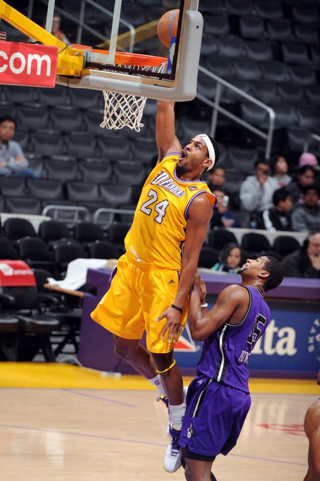Taking his shot: Wendell White plays for the Los Angeles D-Fenders in the same league, facing off against Kruger from time to time. White says of his former teammate: “I love seeing him. It’s always love with me and Kevin.”