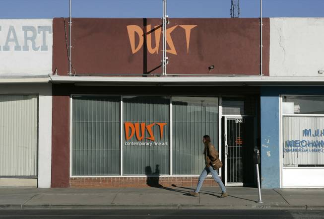 Dust Gallery, formerly at this Main Street location, has moved to SoHo Lofts, one of several notable changes recently in the Arts District. The gallery shows many emerging contemporary artists.