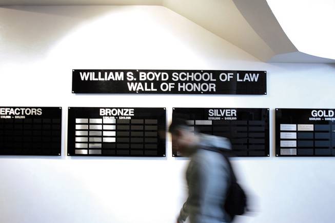 A student walks into the William S. Boyd School of Law building on the UNLV campus. Law students’ registration fees may double by 2010-11.