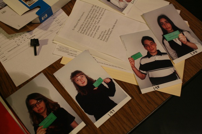 Mug shots of applicants to the Las Vegas Academy of International Studies, Performing and Visual Arts are displayed at auditions for eighth graders trying to get in.