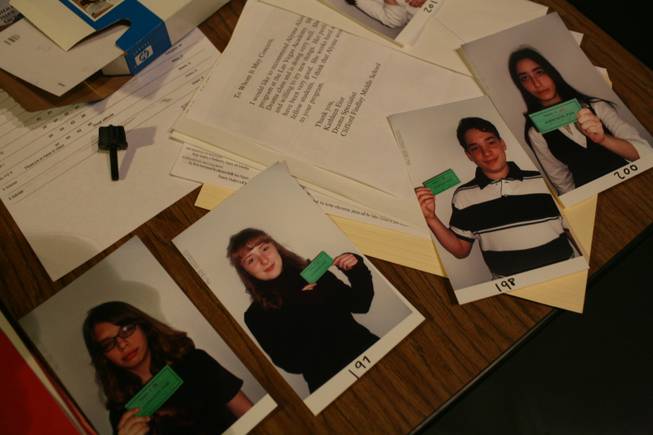 Mug shots of applicants to the Las Vegas Academy of International Studies, Performing and Visual Arts are displayed at auditions for eighth graders trying to get in.