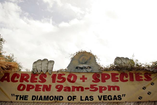 A sign at the entrance proclaims the Southern Nevada Zoological-Botanical Park as "The Diamond of Las Vegas."