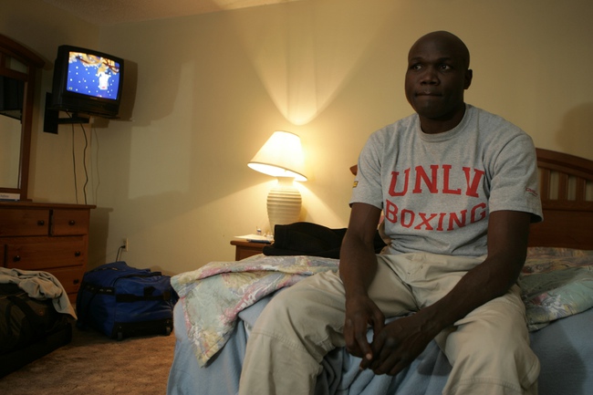  Joseph Kiwanuka sits in an extended-stay hotel room in December. The former fighter had been diagnosed with 